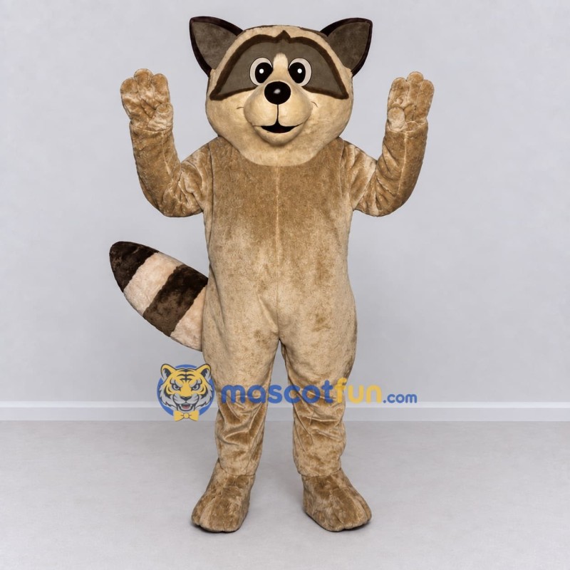 Custom Tan and Brown Raccoon Mascot Costume Adult Full Body Suit for School Events