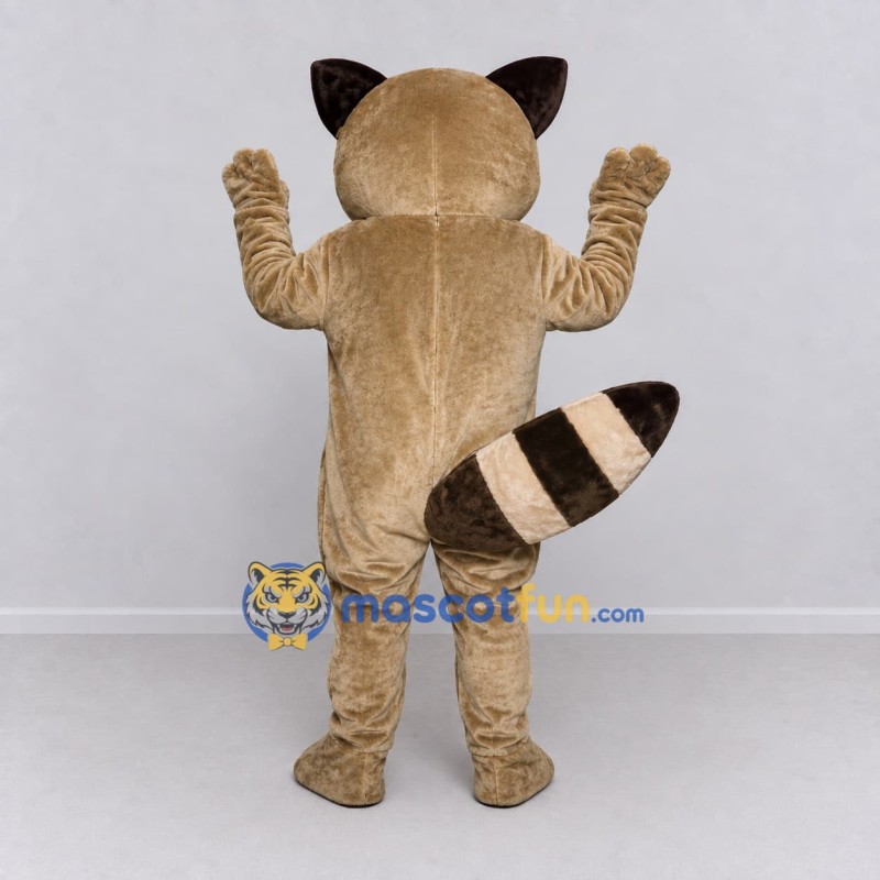 Custom Tan and Brown Raccoon Mascot Costume Adult Full Body Suit for School Events