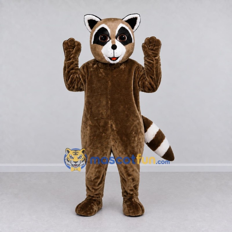 Custom Brown and White Raccoon Mascot Costume Adult Full Body Suit for School Events Custom Brown and White Raccoon Mascot Costume Adult Full Body Suit for School Events