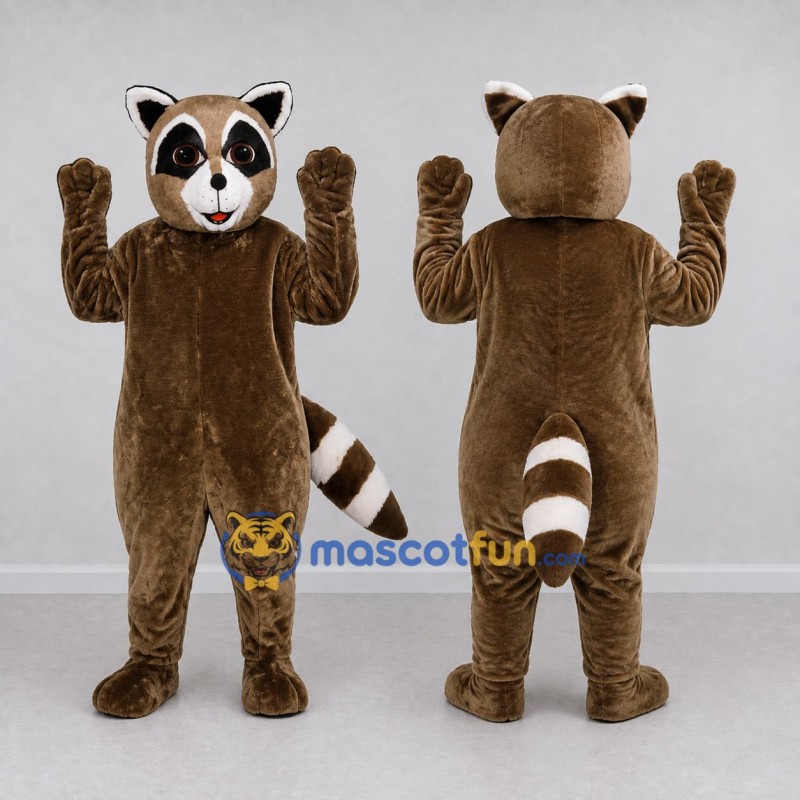 Custom Brown and White Raccoon Mascot Costume Adult Full Body Suit for School Events Custom Brown and White Raccoon Mascot Costume Adult Full Body Suit for School Events