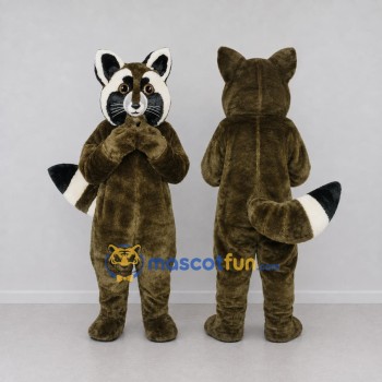 Custom Olive Brown and White Raccoon Mascot Costume Adult Full Body Suit for Wildlife Events