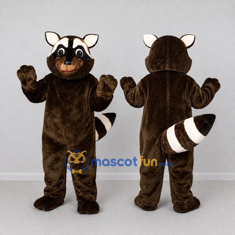 Custom Dark Brown and White Raccoon Mascot Costume Adult Full Body Suit for Wildlife Events