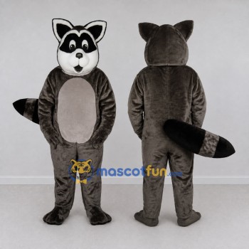 Custom Dark Gray and White Raccoon Mascot Costume Adult Full Body Suit for School Events