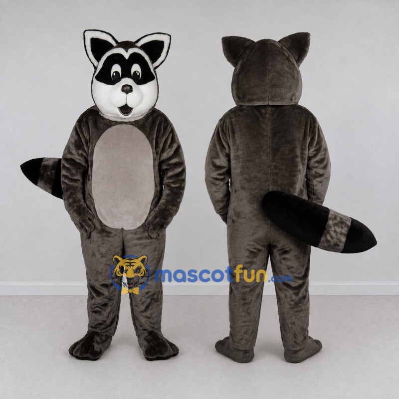 Custom Dark Gray and White Raccoon Mascot Costume Adult Full Body Suit for School Events Custom Dark Gray and White Raccoon Mascot Costume Adult Full Body Suit for School Events