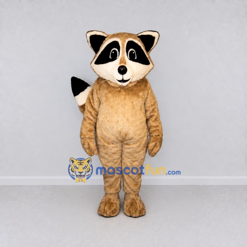 Custom Tan and Black Raccoon Mascot Costume Adult Full Body Suit for School Events Custom Tan and Black Raccoon Mascot Costume Adult Full Body Suit for School Events
