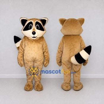 Custom Tan and Black Raccoon Mascot Costume Adult Full Body Suit for School Events