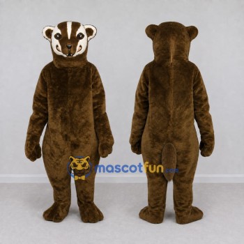 Custom Brown and White Badger Mascot Costume Adult Full Body Suit for Wildlife Events