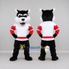 Custom Black White and Red Husky in Sportswear Mascot Costume Adult Full Body Suit for Sports Events Custom Black White and Red Husky in Sportswear Mascot Costume Adult Full Body Suit for Sports Events