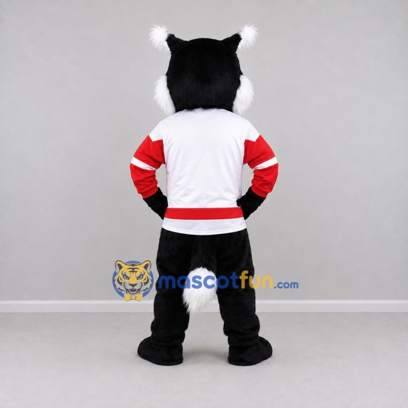 Custom Black White and Red Husky in Sportswear Mascot Costume Adult Full Body Suit for Sports Events Custom Black White and Red Husky in Sportswear Mascot Costume Adult Full Body Suit for Sports Events