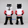 Custom Black White and Red Husky in Sportswear Mascot Costume Adult Full Body Suit for Sports Events