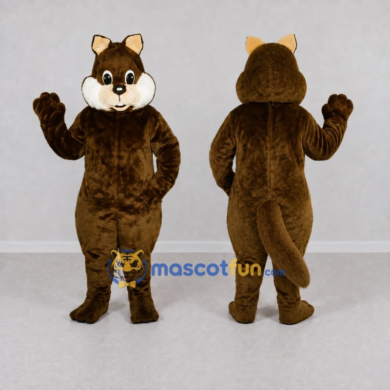 Custom Brown and White Rodent Character Mascot Costume Adult Full Body Suit for School Events Custom Brown and White Rodent Character Mascot Costume Adult Full Body Suit for School Events