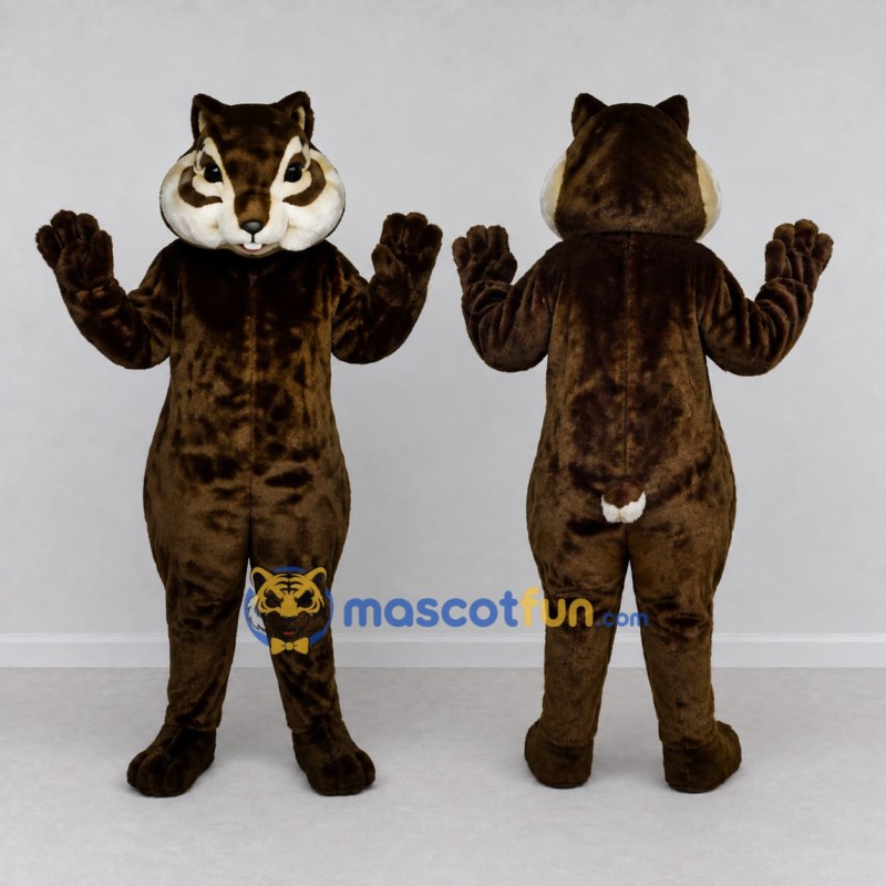 Custom Brown and Cream Chipmunk Character Mascot Costume Adult Full Body Suit for School Events Custom Brown and Cream Chipmunk Character Mascot Costume Adult Full Body Suit for School Events
