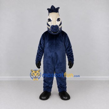 Custom Navy Blue and Cream Zebra Mascot Costume Adult Full Body Suit for School Events
