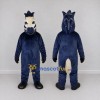 Custom Navy Blue and Cream Zebra Mascot Costume Adult Full Body Suit for School Events