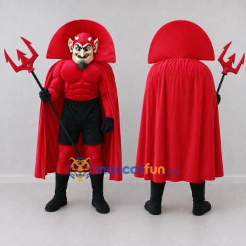 Custom Red and Black Devil Mascot Costume Adult Full Body Suit for Halloween Events