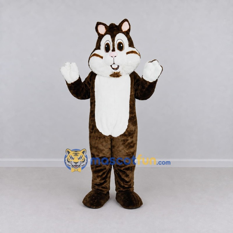 Custom Brown and White Chipmunk Mascot Costume Adult Full Body Suit for School Events Custom Brown and White Chipmunk Mascot Costume Adult Full Body Suit for School Events