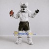Custom White Gray and Black Wolf in Sports Shorts Mascot Costume Adult Full Body Suit for Sports Events Custom White Gray and Black Wolf in Sports Shorts Mascot Costume Adult Full Body Suit for Sports Events