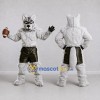 Custom White Gray and Black Wolf in Sports Shorts Mascot Costume Adult Full Body Suit for Sports Events