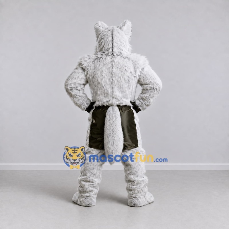 Custom White Gray and Black Wolf in Sports Shorts Mascot Costume Adult Full Body Suit for Sports Events Custom White Gray and Black Wolf in Sports Shorts Mascot Costume Adult Full Body Suit for Sports Events