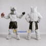Custom White Gray and Black Wolf in Sports Shorts Mascot Costume Adult Full Body Suit for Sports Events