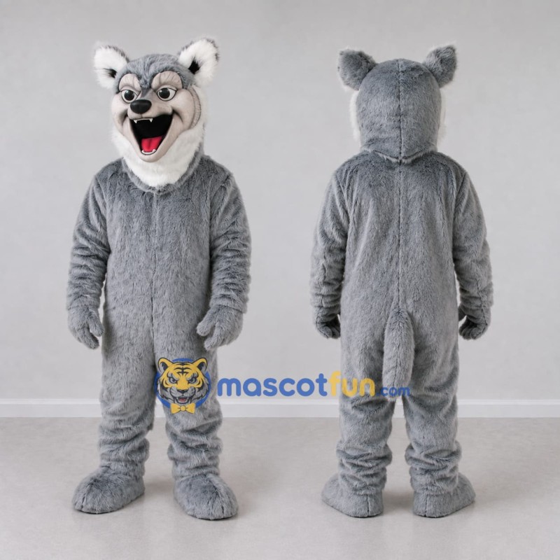 Custom Gray and White Wolf Mascot Costume Adult Full Body Suit for School Events Custom Gray and White Wolf Mascot Costume Adult Full Body Suit for School Events