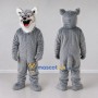 Custom Gray and White Wolf Mascot Costume Adult Full Body Suit for School Events
