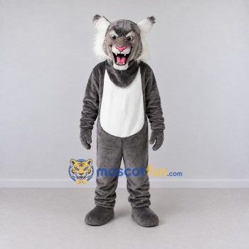 Custom Gray and White Lynx Mascot Costume Adult Full Body Suit for Sports Events Custom Gray and White Lynx Mascot Costume Adult Full Body Suit for Sports Events