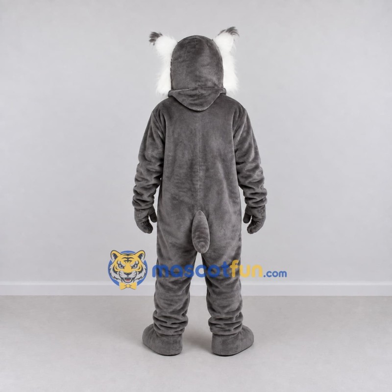 Custom Gray and White Lynx Mascot Costume Adult Full Body Suit for Sports Events