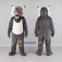 Custom Gray and White Lynx Mascot Costume Adult Full Body Suit for Sports Events