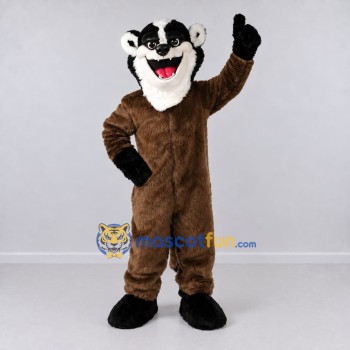 Custom Brown Black and White Badger Mascot Costume Adult Full Body Suit for School Events