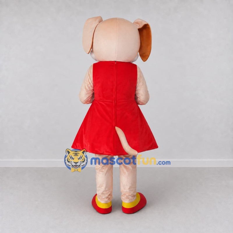 Custom Tan and Red Dog in Dress Mascot Costume Adult Full Body Suit for School Events Custom Tan and Red Dog in Dress Mascot Costume Adult Full Body Suit for School Events