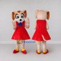 Custom Tan and Red Dog in Dress Mascot Costume Adult Full Body Suit for School Events