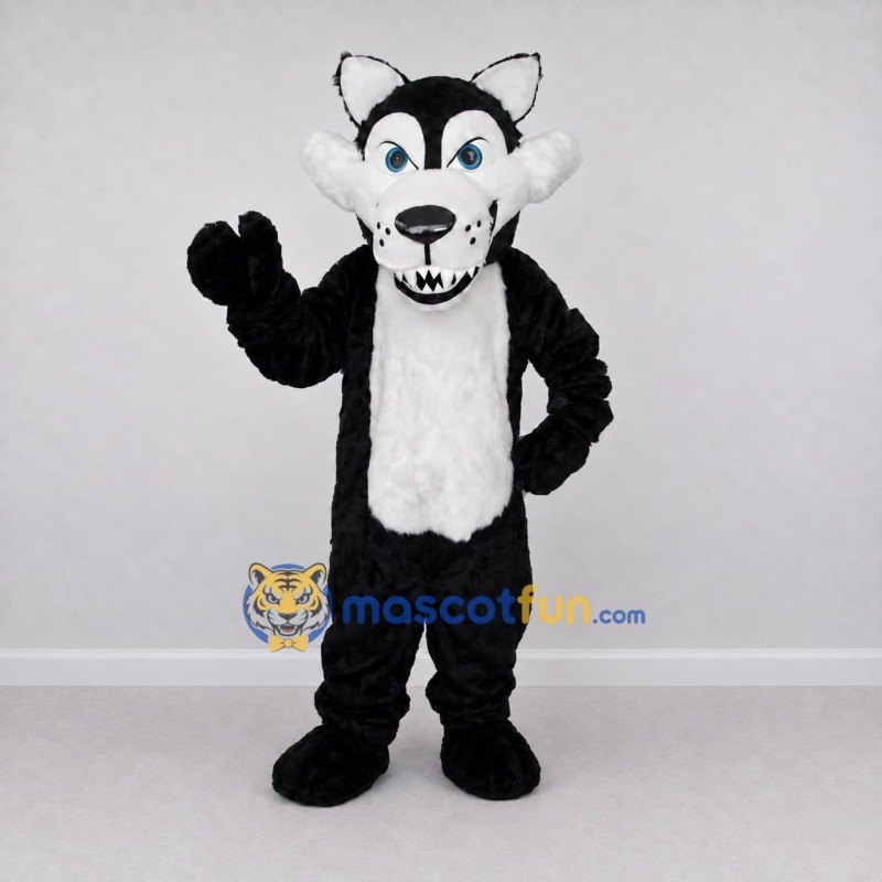 Custom Black and White Wolf Mascot Costume Adult Full Body Suit for School Events Custom Black and White Wolf Mascot Costume Adult Full Body Suit for School Events