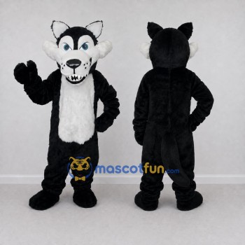 Custom Black and White Wolf Mascot Costume Adult Full Body Suit for School Events