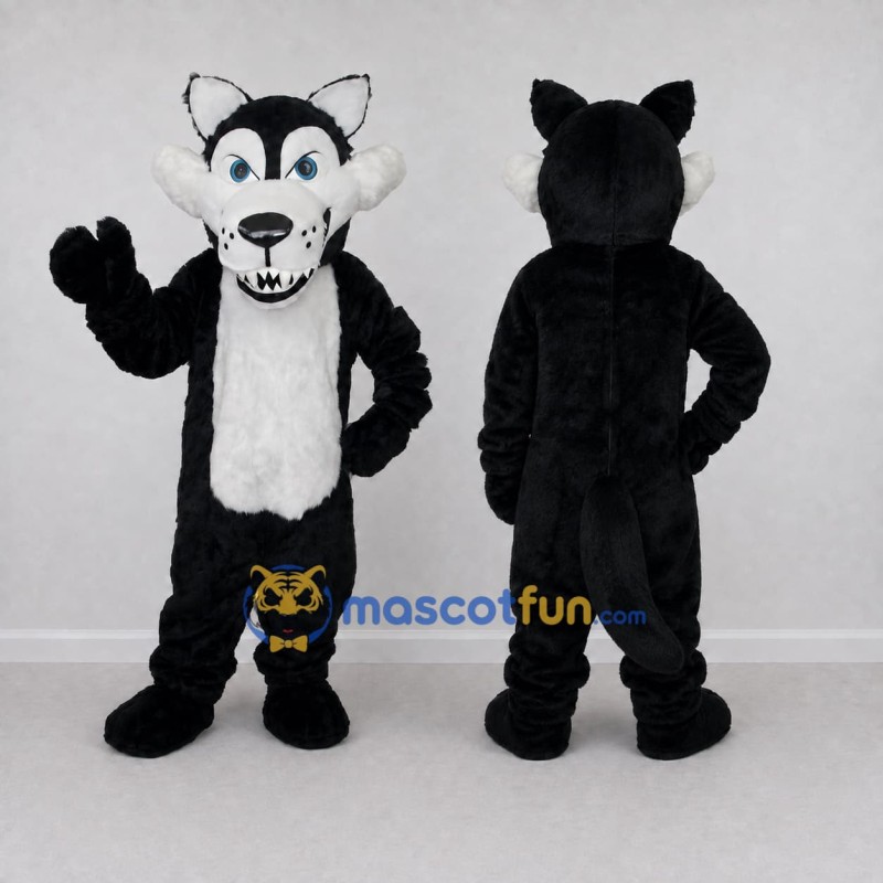 Custom Black and White Wolf Mascot Costume Adult Full Body Suit for School Events Custom Black and White Wolf Mascot Costume Adult Full Body Suit for School Events