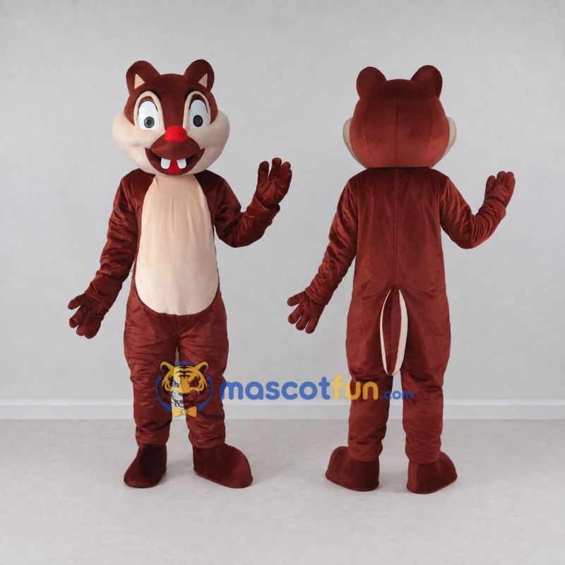 Custom Reddish Brown and Cream Squirrel Character Mascot Costume Adult Full Body Suit for School Events Custom Reddish Brown and Cream Squirrel Character Mascot Costume Adult Full Body Suit for School Events