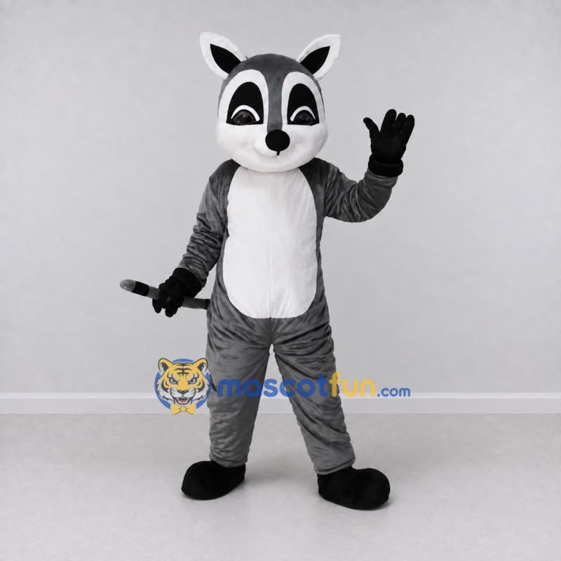 Custom Gray and White Raccoon Mascot Costume Adult Full Body Suit for School Events Custom Gray and White Raccoon Mascot Costume Adult Full Body Suit for School Events