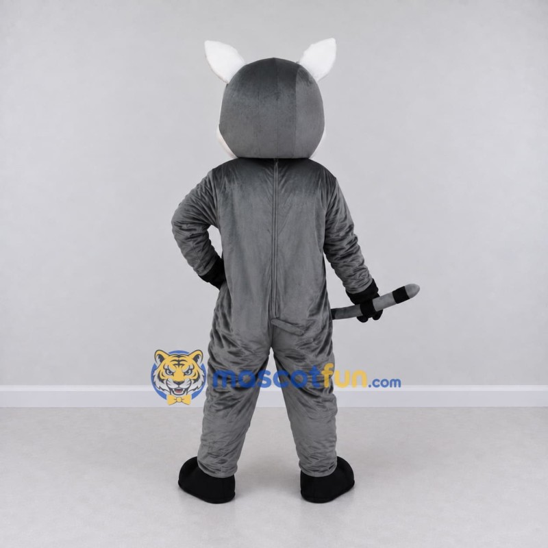 Custom Gray and White Raccoon Mascot Costume Adult Full Body Suit for School Events Custom Gray and White Raccoon Mascot Costume Adult Full Body Suit for School Events