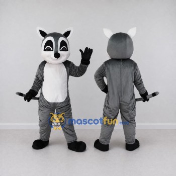 Custom Gray and White Raccoon Mascot Costume Adult Full Body Suit for School Events