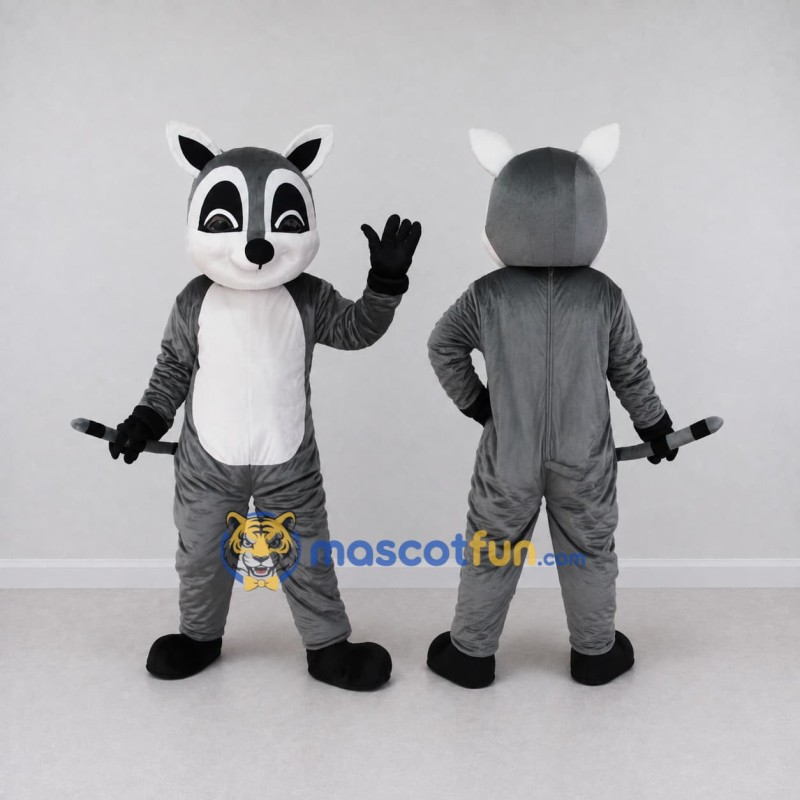 Custom Gray and White Raccoon Mascot Costume Adult Full Body Suit for School Events Custom Gray and White Raccoon Mascot Costume Adult Full Body Suit for School Events