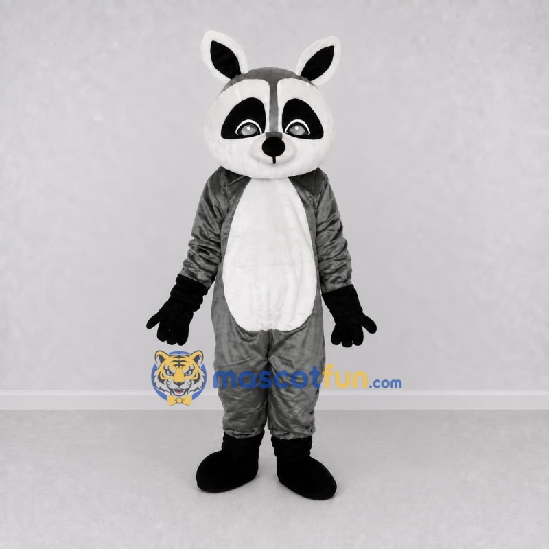Custom Gray and White Raccoon Mascot Costume Adult Full Body Suit for School Events Custom Gray and White Raccoon Mascot Costume Adult Full Body Suit for School Events