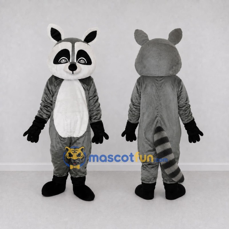 Custom Gray and White Raccoon Mascot Costume Adult Full Body Suit for School Events Custom Gray and White Raccoon Mascot Costume Adult Full Body Suit for School Events