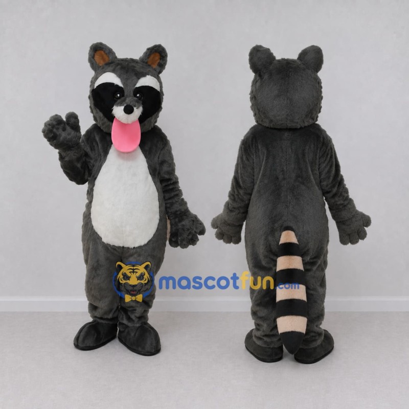 Custom Dark Gray and White Raccoon Mascot Costume Adult Full Body Suit for School Events Custom Dark Gray and White Raccoon Mascot Costume Adult Full Body Suit for School Events