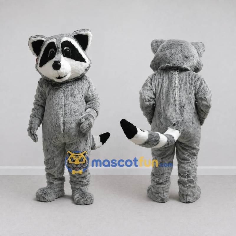 Custom Gray and White Raccoon Mascot Costume Adult Full Body Suit for Wildlife Events Custom Gray and White Raccoon Mascot Costume Adult Full Body Suit for Wildlife Events