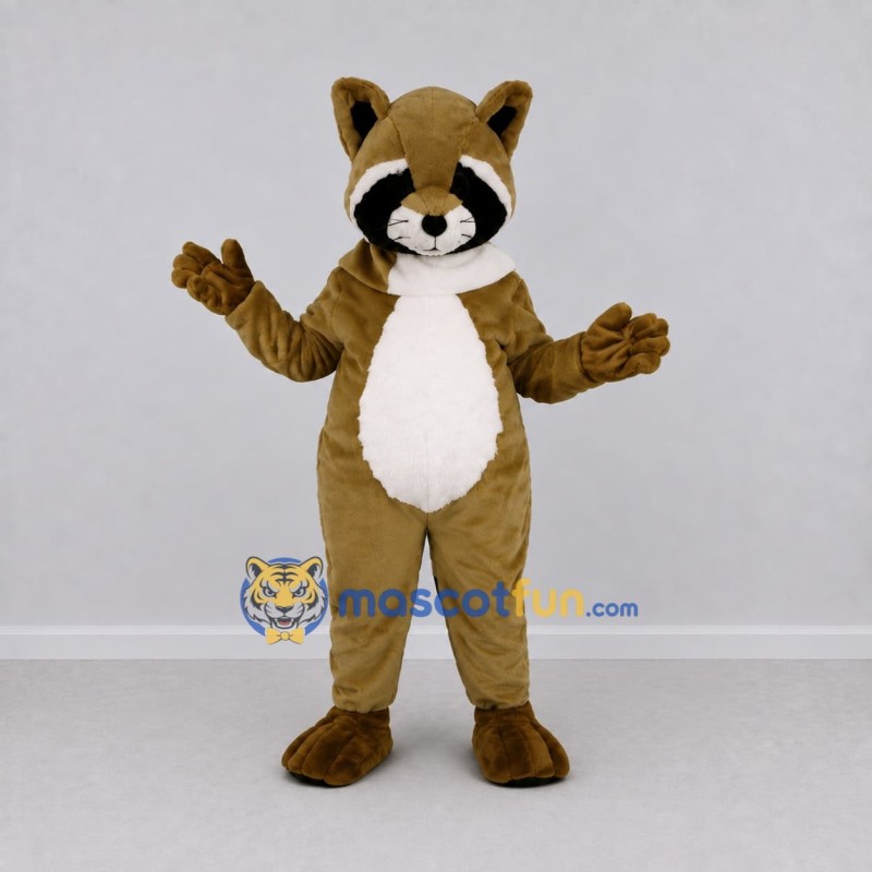 Custom Golden Brown and White Raccoon Mascot Costume Adult Full Body Suit for Wildlife Events
