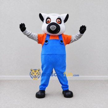 Custom White Orange and Blue Dog in Overalls Mascot Costume Adult Full Body Suit for School Events Custom White Orange and Blue Dog in Overalls Mascot Costume Adult Full Body Suit for School Events