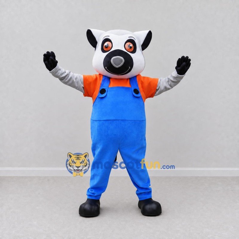 Custom White Orange and Blue Dog in Overalls Mascot Costume Adult Full Body Suit for School Events Custom White Orange and Blue Dog in Overalls Mascot Costume Adult Full Body Suit for School Events