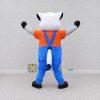 Custom White Orange and Blue Dog in Overalls Mascot Costume Adult Full Body Suit for School Events Custom White Orange and Blue Dog in Overalls Mascot Costume Adult Full Body Suit for School Events
