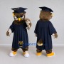 Custom Brown and Navy Blue Owl Graduate Mascot Costume Adult Full Body Suit for Graduation Events