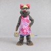 Custom Gray and Pink Rodent in Floral Dress Mascot Costume Adult Full Body Suit for School Events Custom Gray and Pink Rodent in Floral Dress Mascot Costume Adult Full Body Suit for School Events